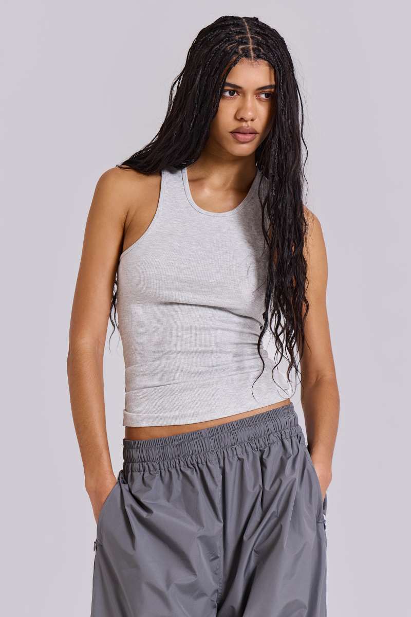 Jaded London Grey Rib Longline Vest Grey