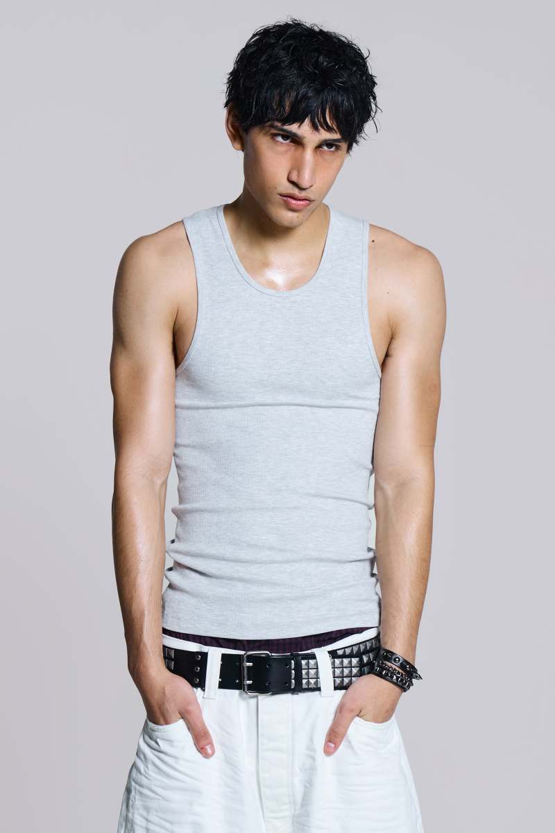 Jaded London Grey Rib Longline Vest Grey