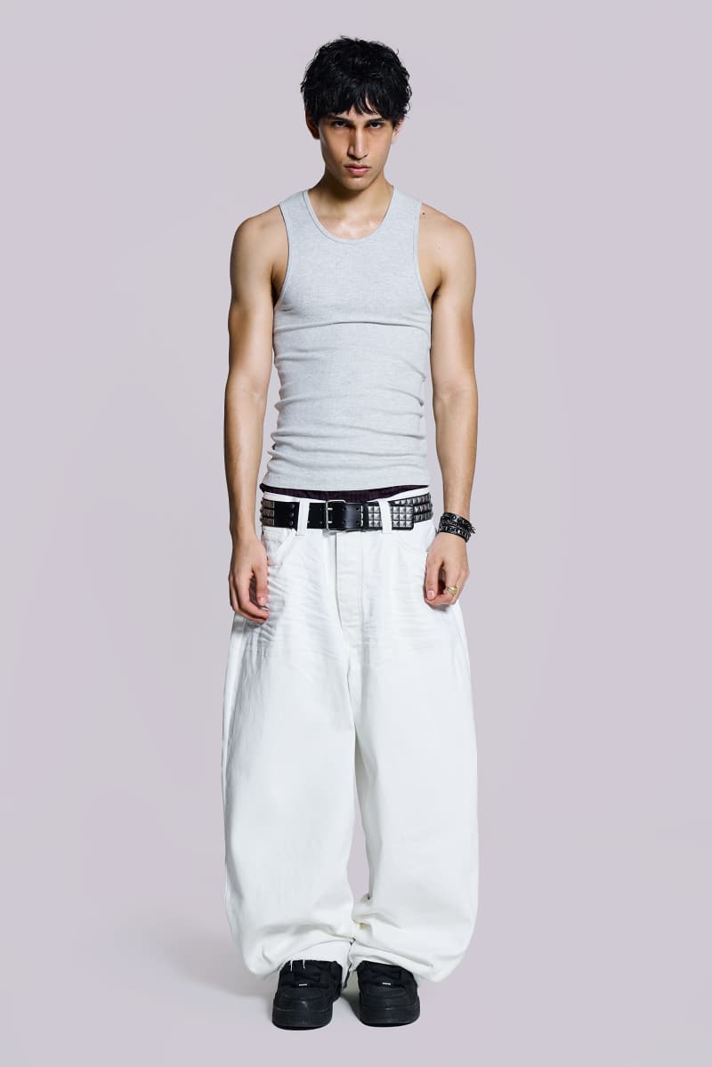 Jaded London Grey Rib Longline Vest Grey