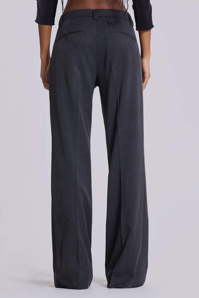 Jaded London Grey Stacked Bootcut Suit Pants Grey
