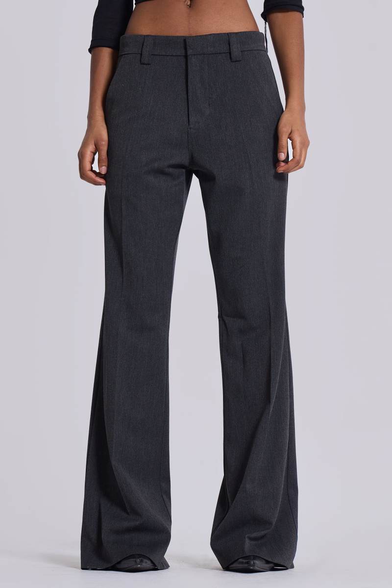Jaded London Grey Stacked Bootcut Suit Pants Grey