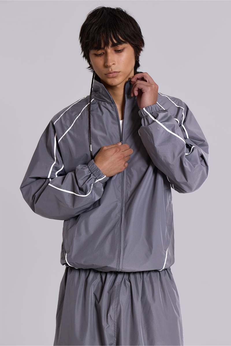 Jaded London Grey Vapor Tracksuit Top White