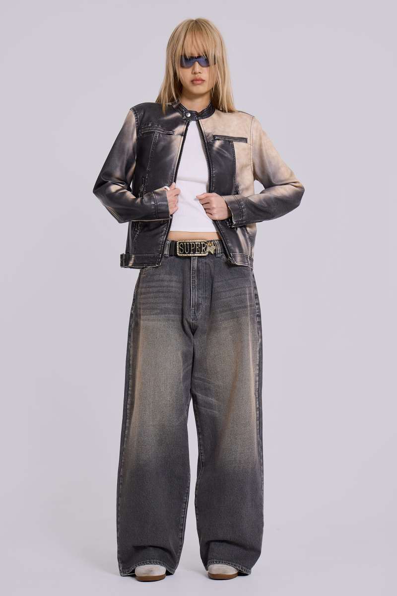 Jaded London Grey Washed XL Colossus Jeans Grey