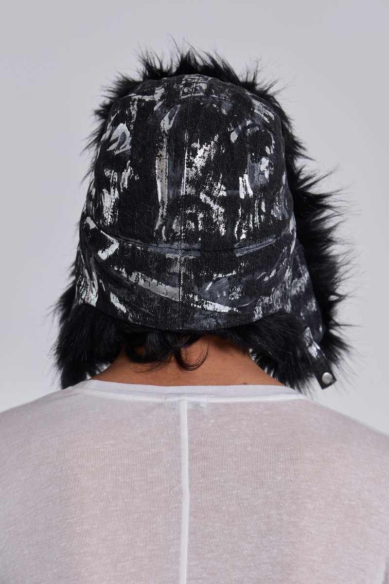Jaded London Gunmetal Denim Trapper Hat Black