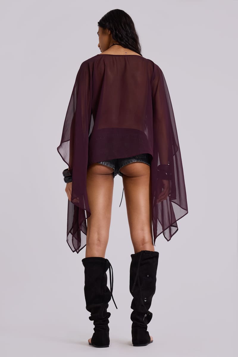 Jaded London Kaiane Chiffon Cape Top Purple