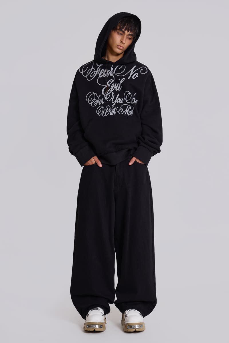 Jaded London Kasper Script Hoodie Black