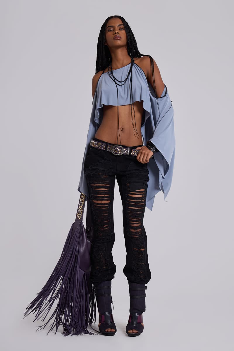 Jaded London Kendra Cape Top Blue