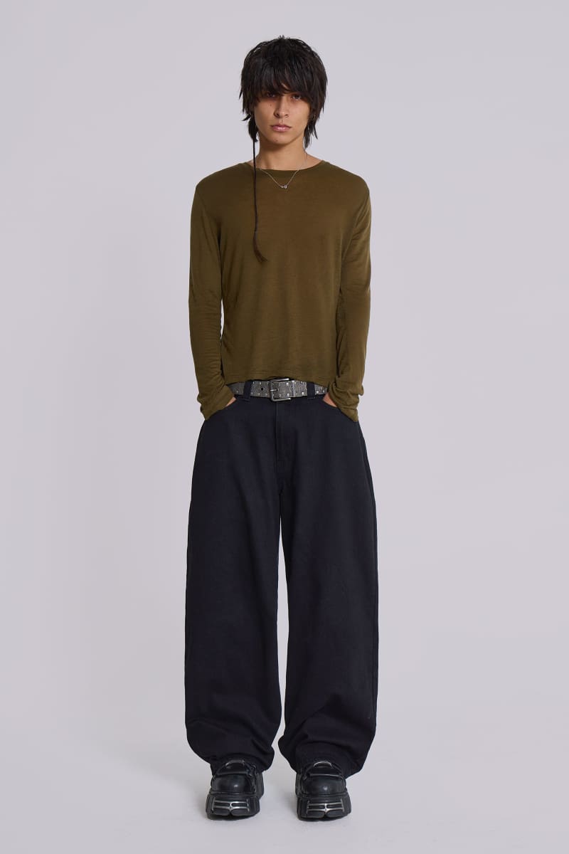 Jaded London Khaki Mist Long Sleeve Top Khaki