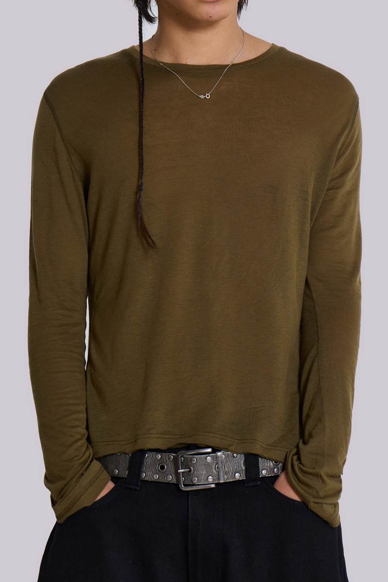 Jaded London Khaki Mist Long Sleeve Top Khaki