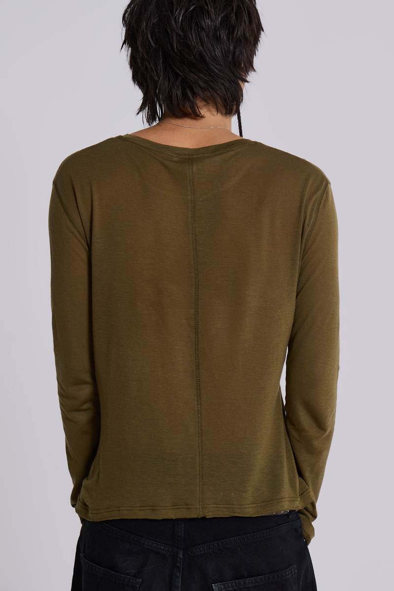 Jaded London Khaki Mist Long Sleeve Top Khaki