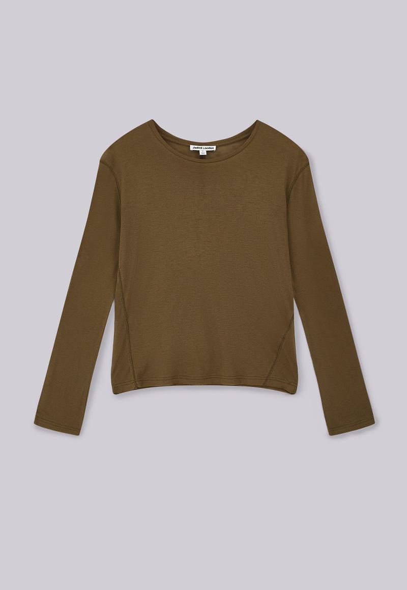 jaded london Khaki Mist Long Sleeve Top Khaki