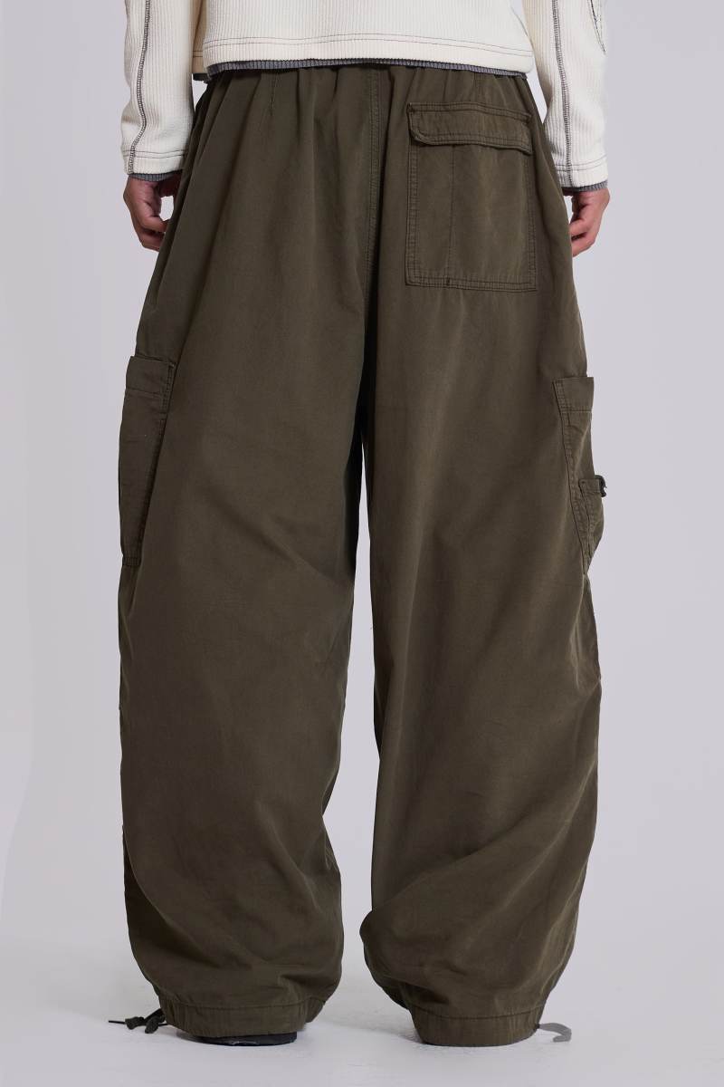 Jaded London Khaki Parachute Cargo Pants Khaki