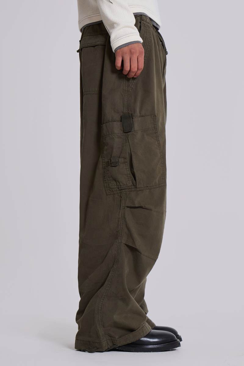Jaded London Khaki Parachute Cargo Pants Khaki