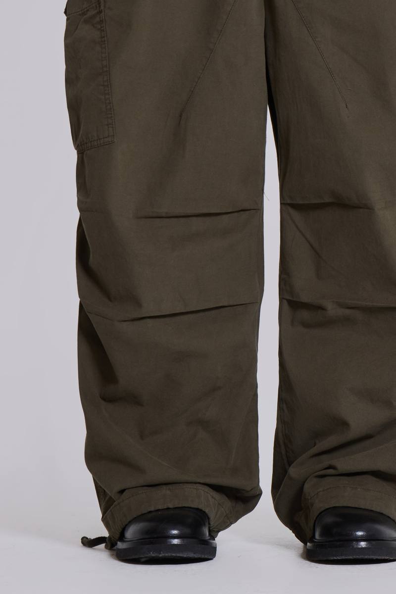 Jaded London Khaki Parachute Cargo Pants Khaki