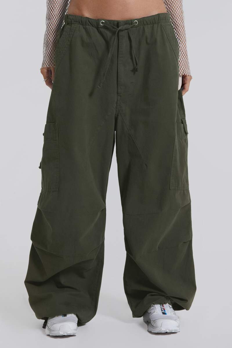 Jaded London Khaki Parachute Cargo Pants Khaki