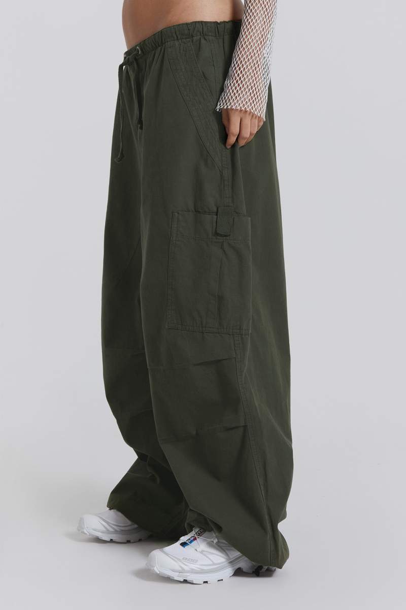 Jaded London Khaki Parachute Cargo Pants Khaki