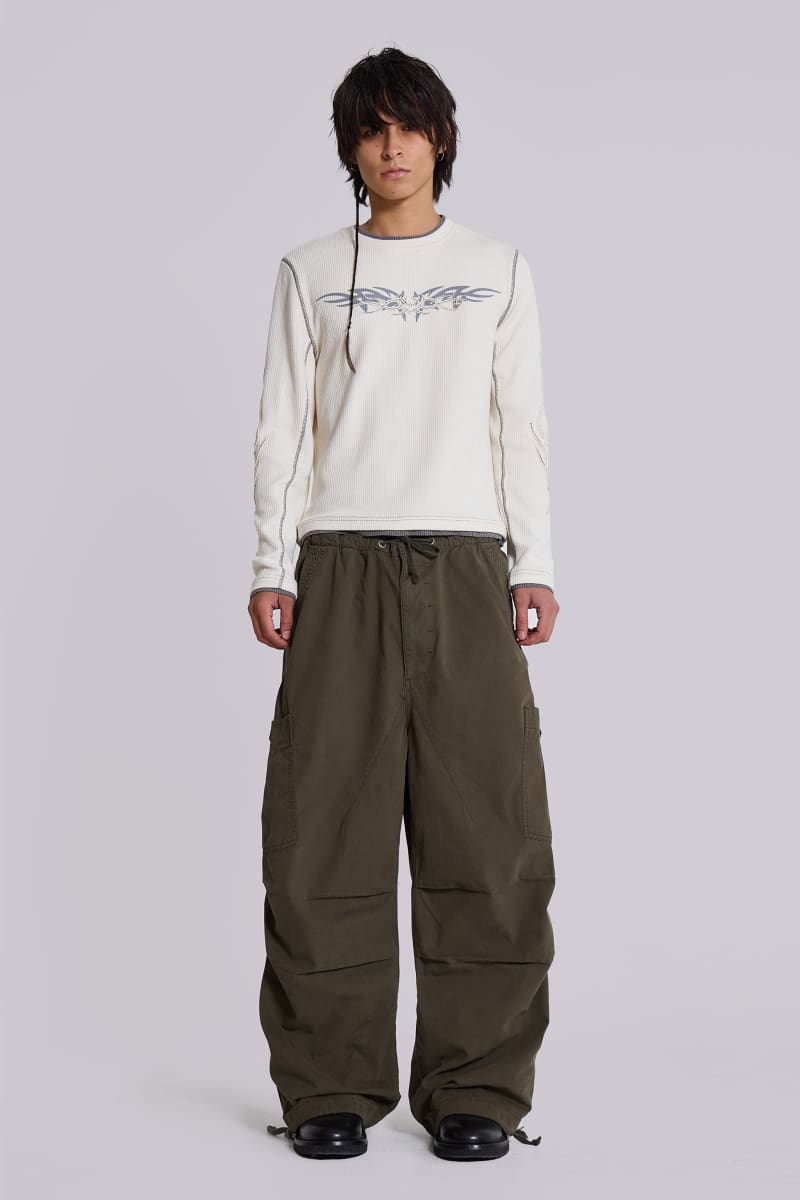 jaded london Khaki Parachute Cargo Pants Khaki