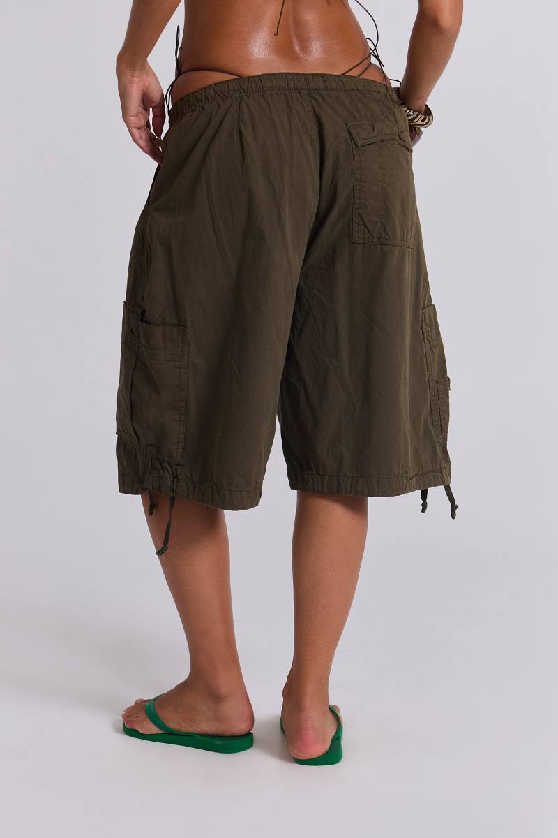 Jaded London Khaki Parachute Cargo Shorts Khaki