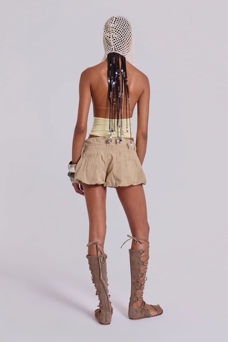 Jaded London Lani Bubble Mini Shorts Beige
