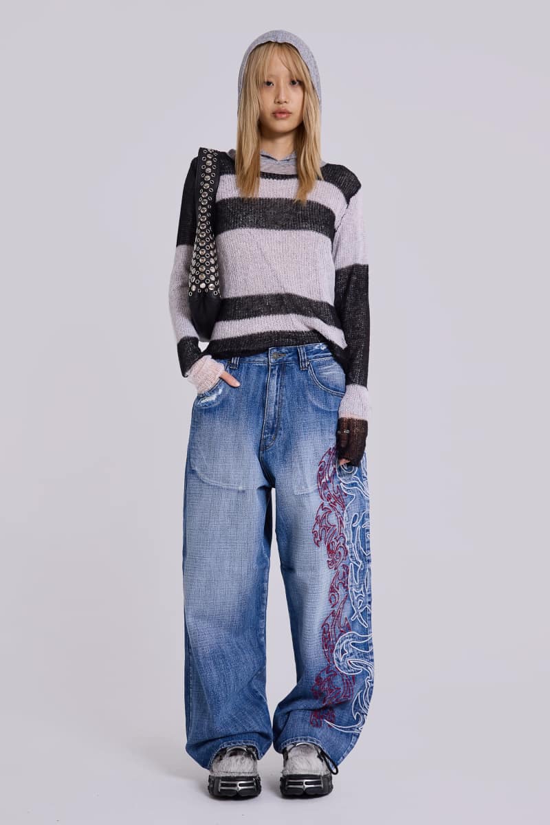 jaded london Layered Tribal XL Colossus Jeans Blue