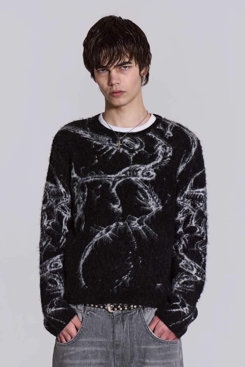 Jaded London Lazy Willy Brushed Knit Jumper Black