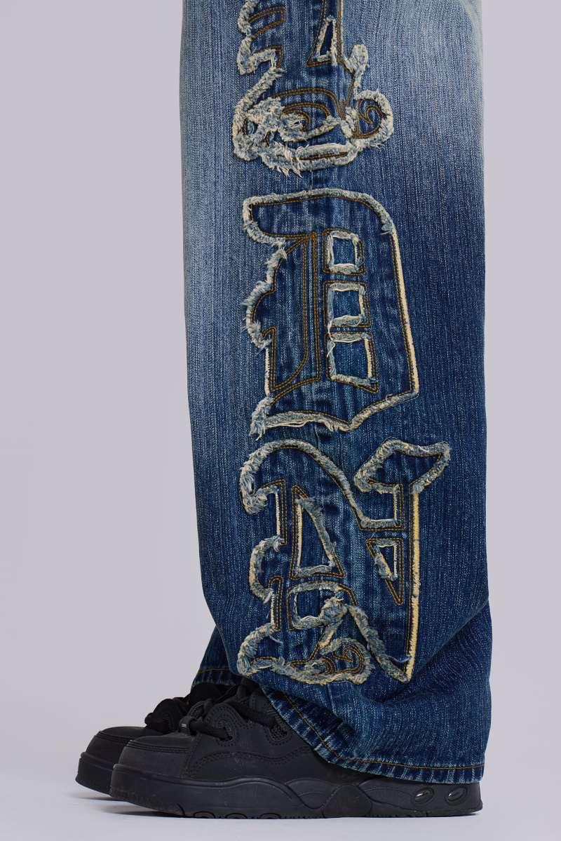 Jaded London LDN Applique XL Colossus Jeans Blue