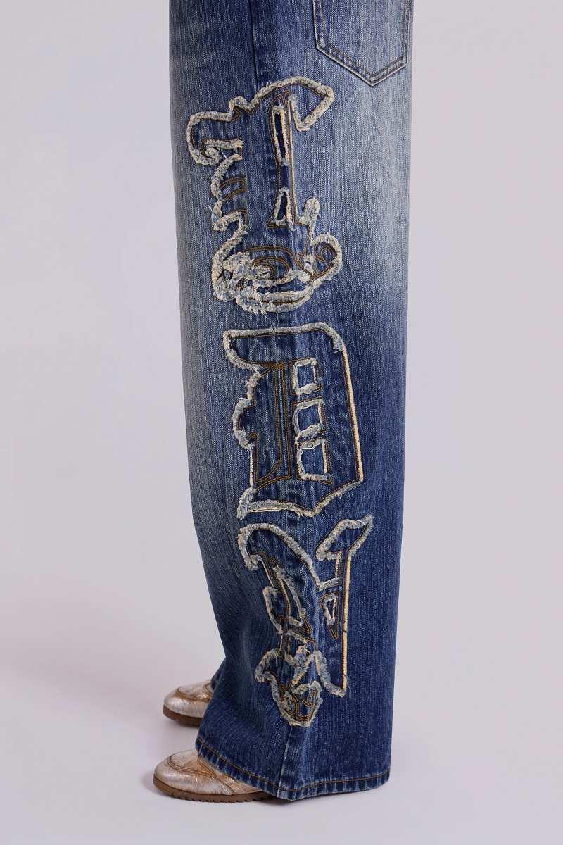 Jaded London LDN Applique XL Colossus Jeans Blue
