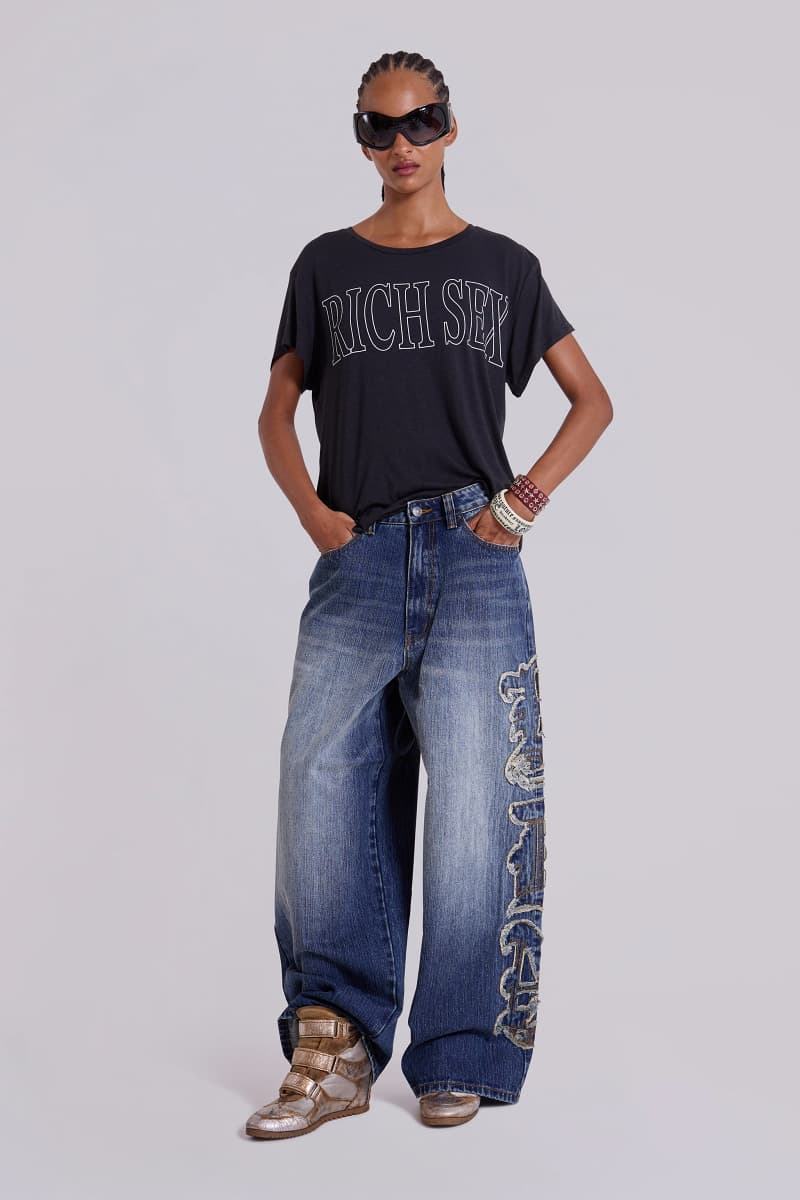 Jaded London LDN Applique XL Colossus Jeans Blue