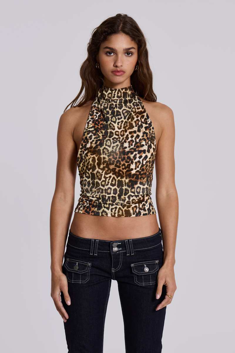 Jaded London Leopard Zene Backless Top Multi