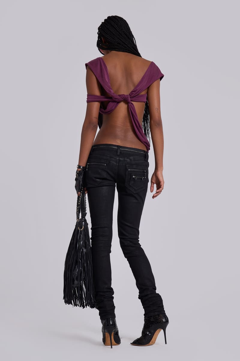 Jaded London Liana Asymmetric Drape Top Purple