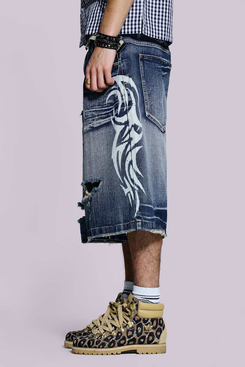 Jaded London Light Wash Blade Colossus Jorts Blue