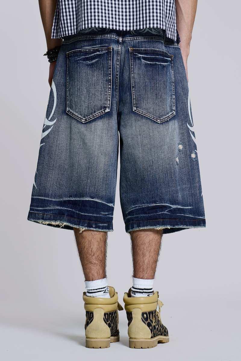 Jaded London Light Wash Blade Colossus Jorts Blue