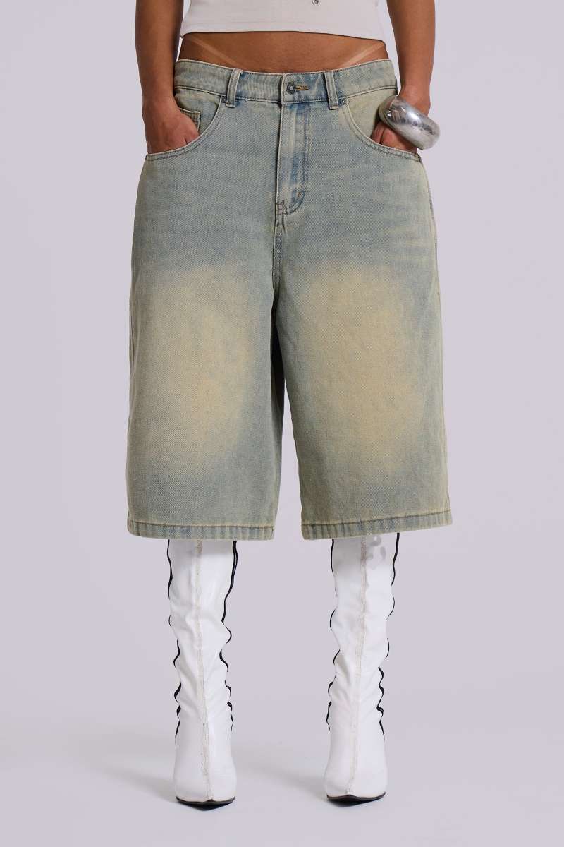 Jaded London Light Wash Jumbo Jorts Blue