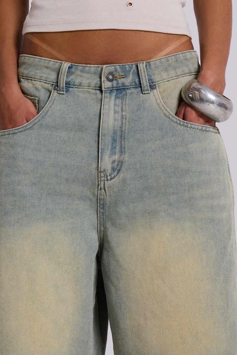 jaded london Light Wash Jumbo Jorts Blue