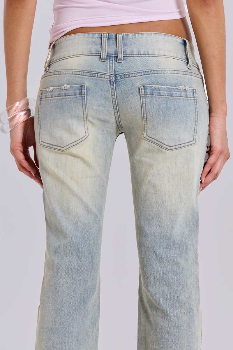 Jaded London Light Wash Thirteen Jeans Blue