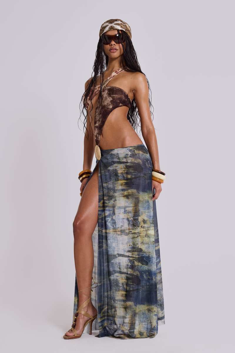 Jaded London Luara Asymmetric Maxi Dress Multi