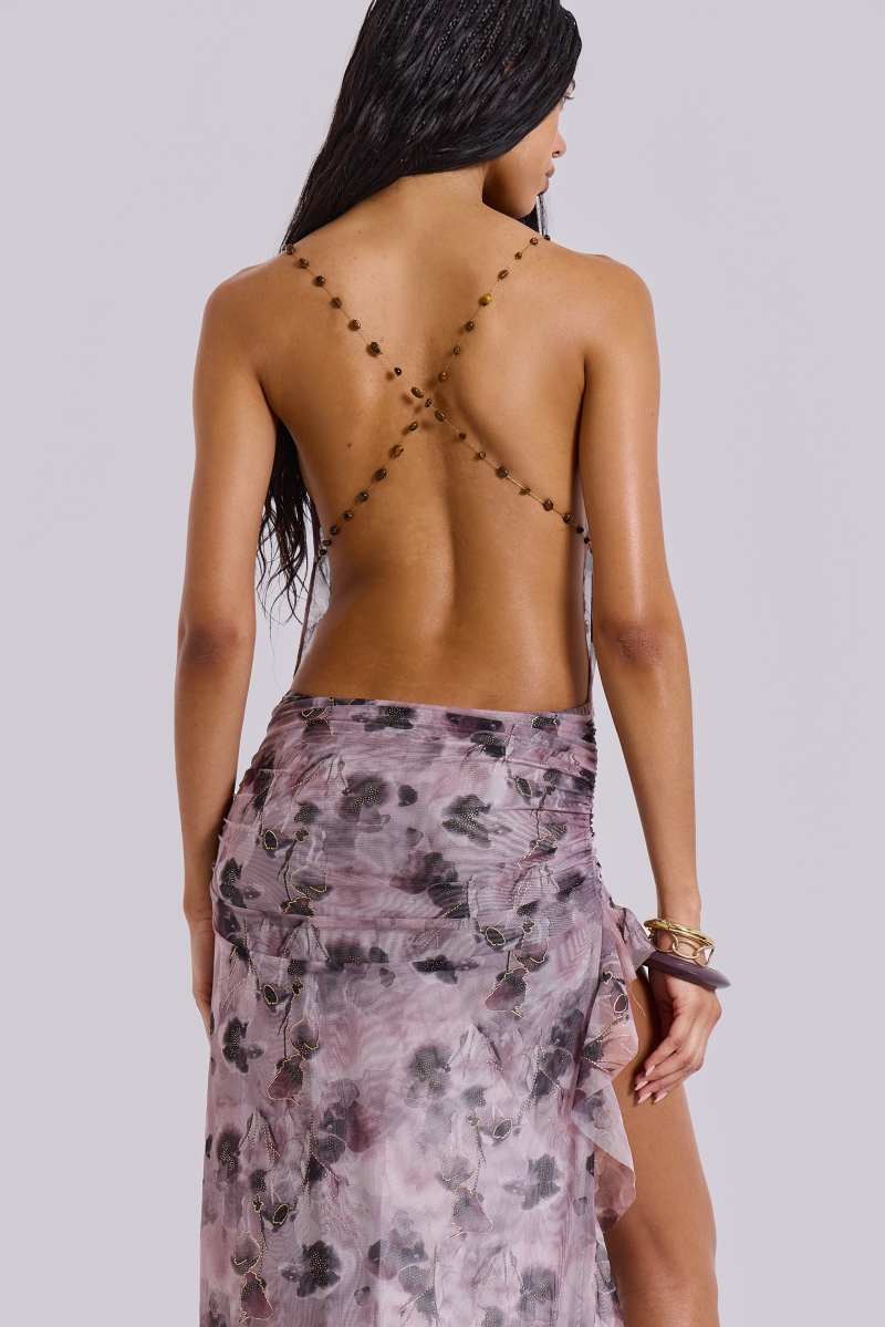 Jaded London Maeve Backless Maxi Dress Purple