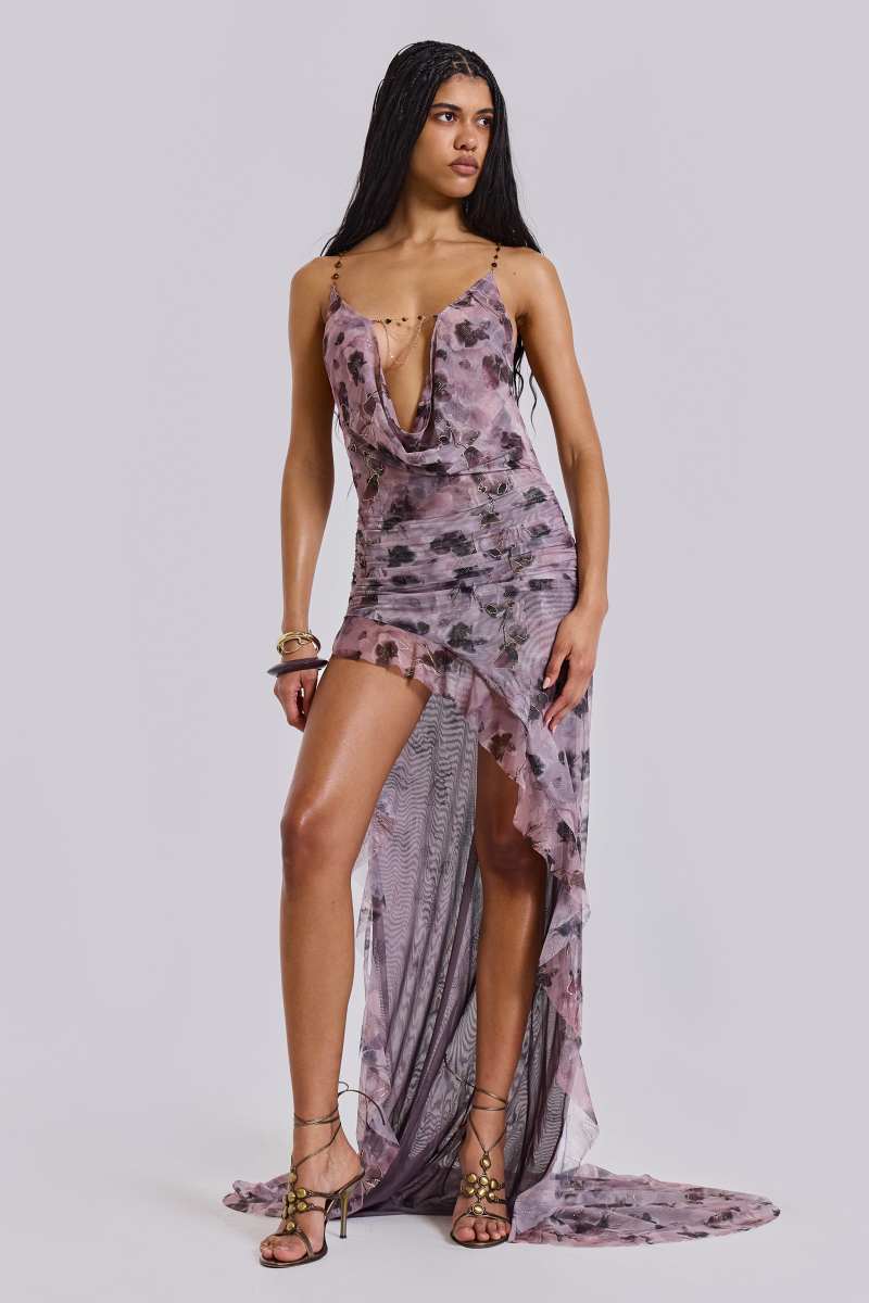 jaded london Maeve Backless Maxi Dress Purple