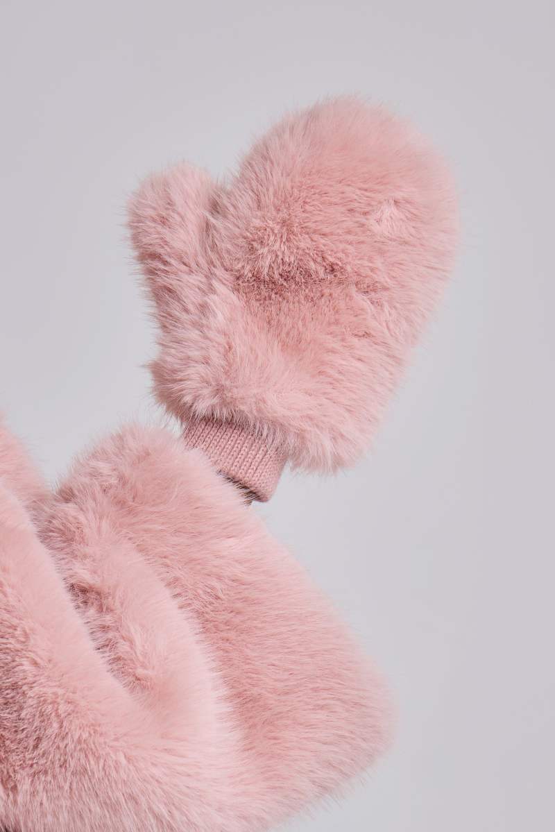 Jaded London Mara Faux Fur Gloves In Pink Pink