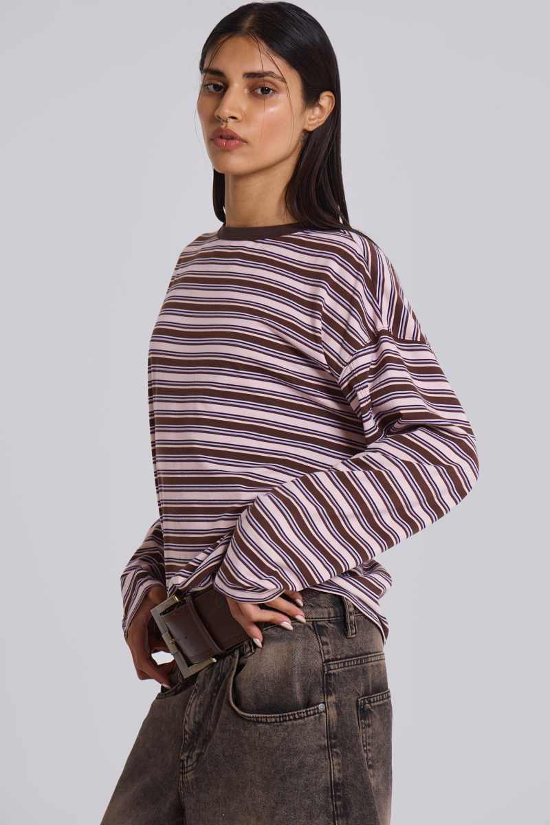 Jaded London Matilda Stripe Long Sleeve Top Multi