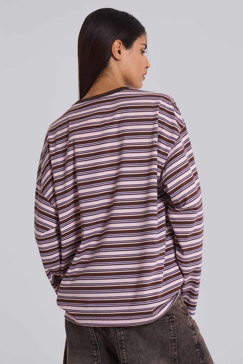Jaded London Matilda Stripe Long Sleeve Top Multi