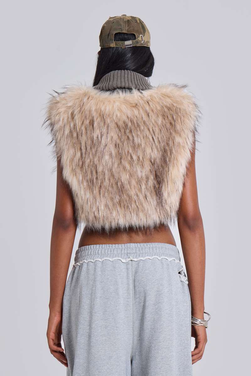 jaded london Meka Faux Fur Knit Shrug Multi