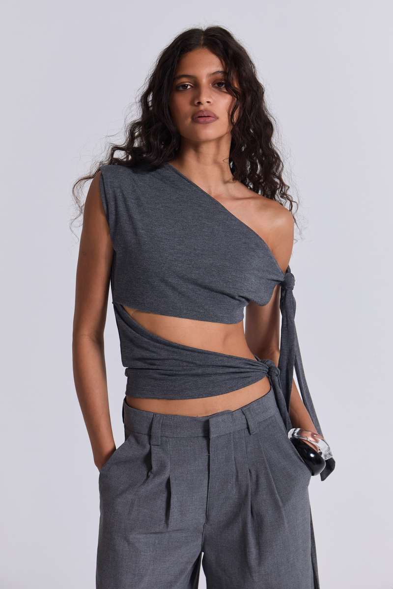 Jaded London Mena Asymmetric Top Grey
