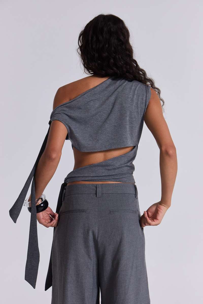Jaded London Mena Asymmetric Top Grey