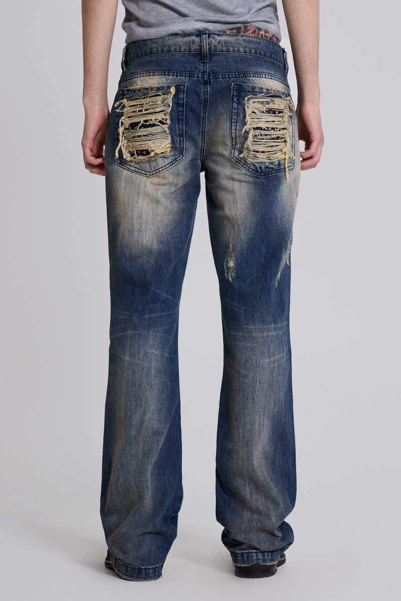 Jaded London Metal Flared Jeans Blue