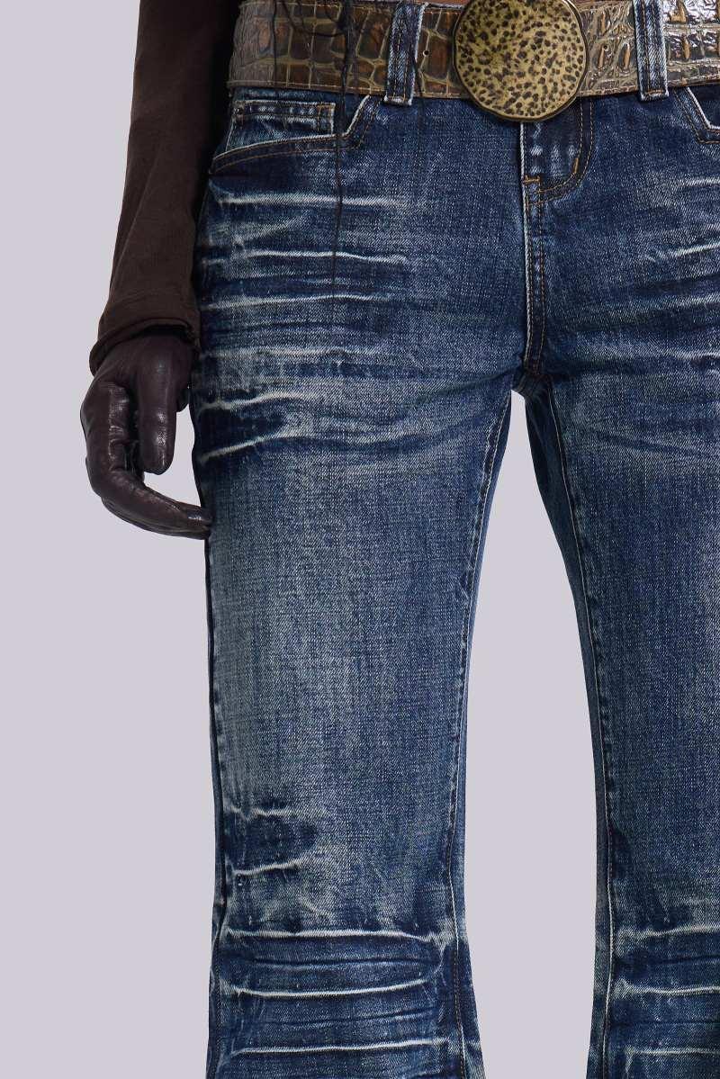 Jaded London Mid Blue Drift Bootcut Jeans Blue