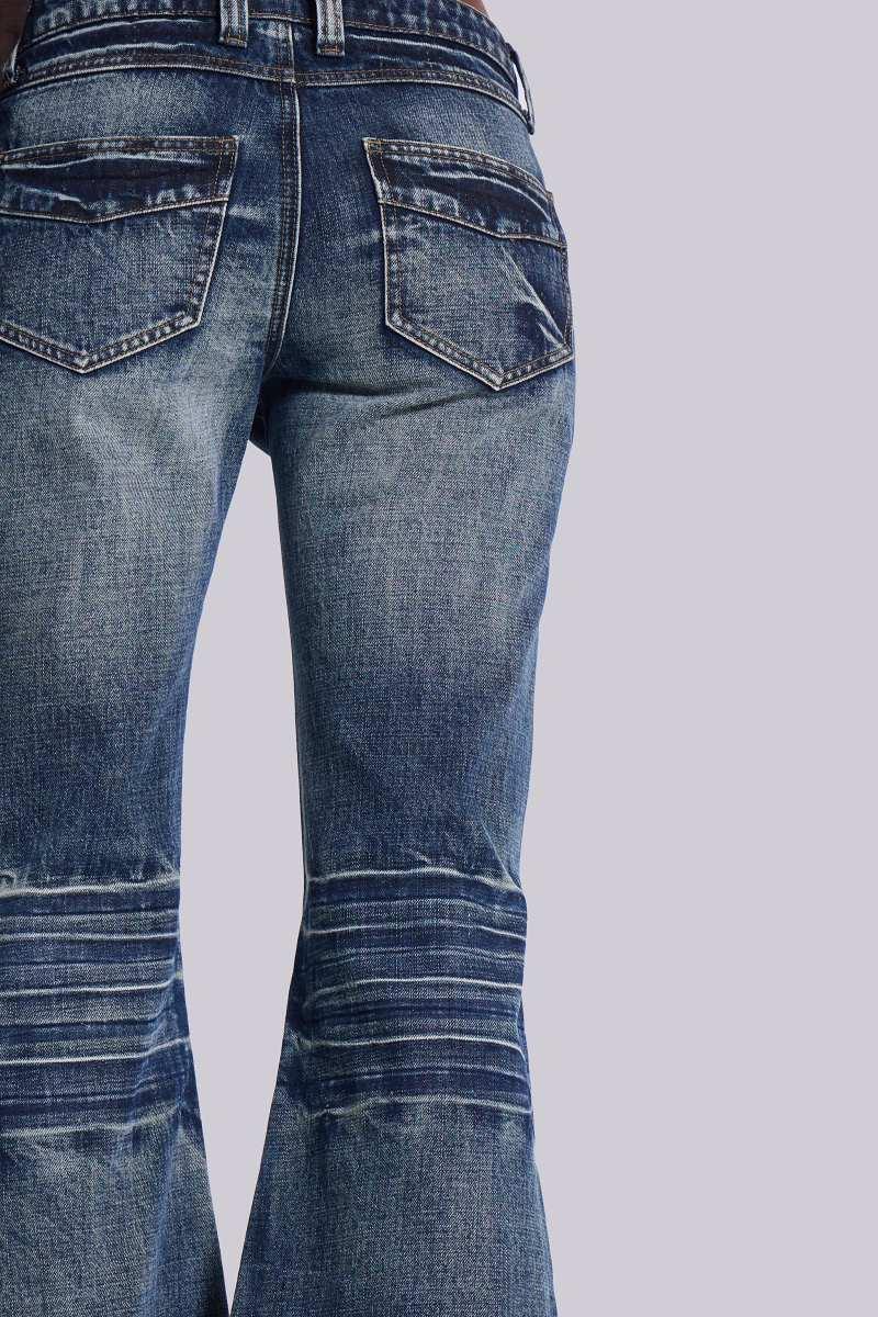 Jaded London Mid Blue Drift Bootcut Jeans Blue