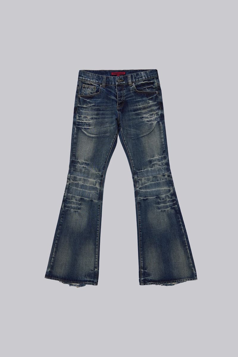 jaded london Mid Blue Drift Flared Jeans Blue