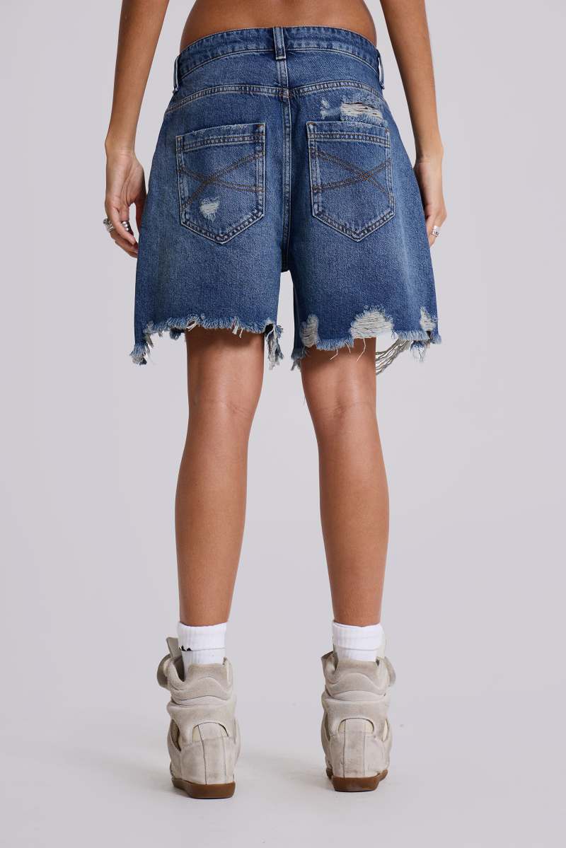 Jaded London Mid Blue Revenge Jorts Blue