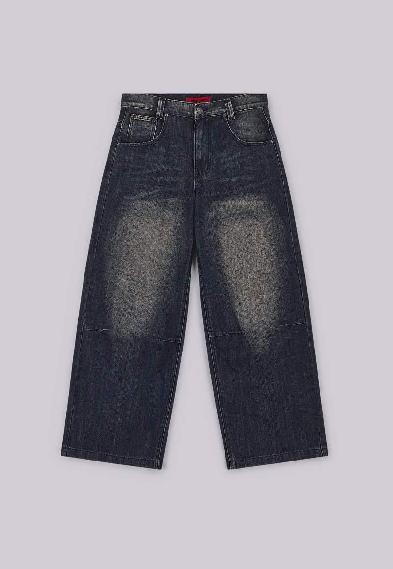 jaded london Mid Blue Slub Colossus Jeans Blue